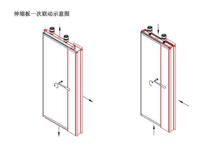活動隔斷伸縮板一次聯(lián)運示意圖